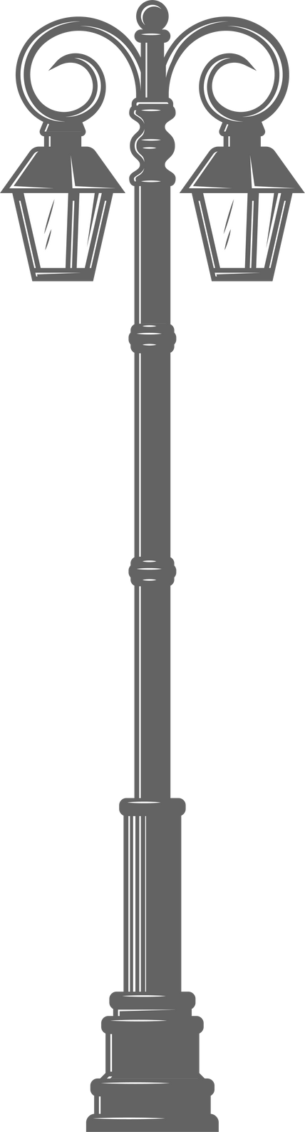 Pole Post with Illumination Lantern, Street Lamp